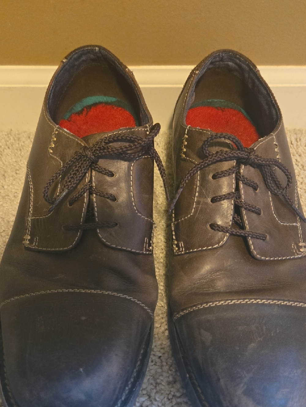 Original Penguin Men's Brown Leather Lace-Up Derbys with Red Insoles Size 11
